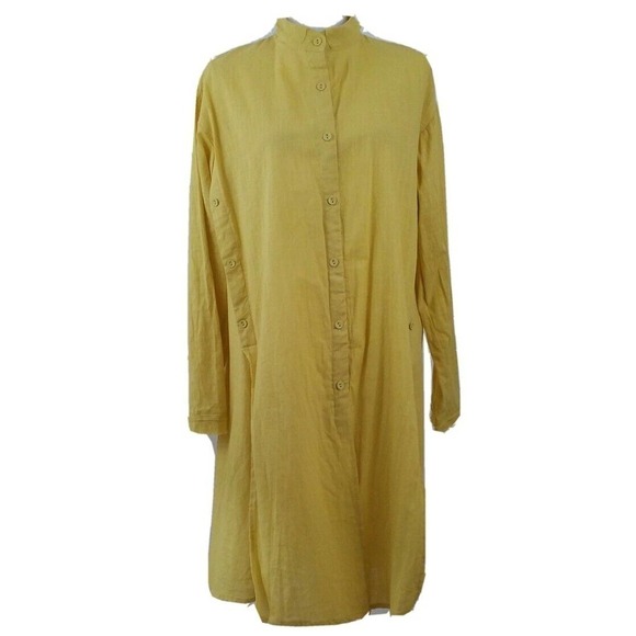 ZANZEA~Woman XL~Mustard/Yellow Tunic Top Blouse Button-Down Shirts Fashion Long. - Picture 1 of 12